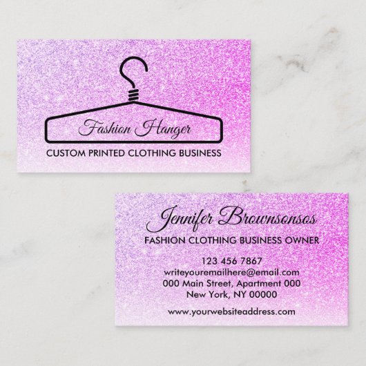 Carte D'appel Porte-vêtements rose élégant (Devant / Derrière)
