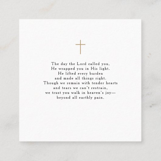 Carte D'appel Prayer in memory of loved one Card (Dos)