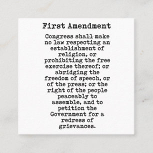 Carte D'appel Premier amendement- Constitution des États-Unis