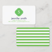 Carte D'appel Preppy Blue et Green Monogrammed (Devant / Derrière)