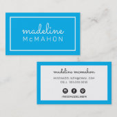 CARTE D'APPEL preppy moderne chic simple aqua bleu (Devant / Derrière)