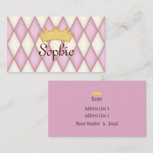 Carte d'appel Princesse personnalisée Arlequin ros (Devant / Derrière)