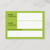 Carte D'appel Prise En Charge De Mes Informations D'Urgence Pour (Dos)