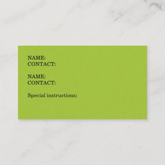 Carte D'appel Prise En Charge De Mes Informations D'Urgence Pour (Dos)