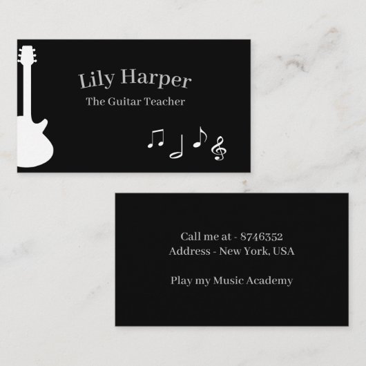 Carte D'appel Professeur de guitare | Leçons électriques et acou (Devant / Derrière)