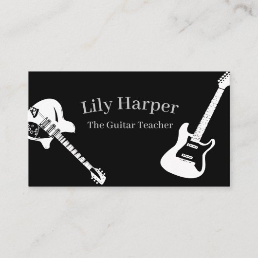 Carte D'appel Professeur de guitare | Leçons électriques et acou (Devant)
