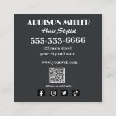 Carte D'appel professionnel, élégant, Floral Coiffeur code QR (Dos)