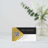 Carte D'appel Professionnel moderne Black Gold QR Code Entrepris (Debout devant)