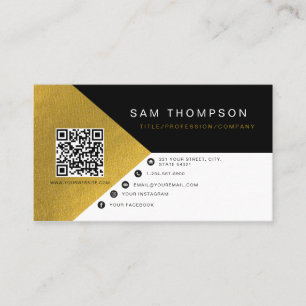 Carte D'appel Professionnel moderne Black Gold QR Code Entrepris