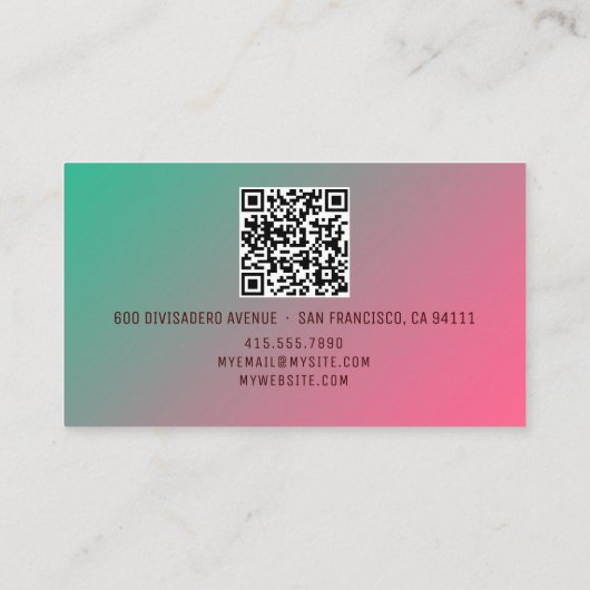 Carte D'appel QR Code Miami Blend Name Professional (Dos)