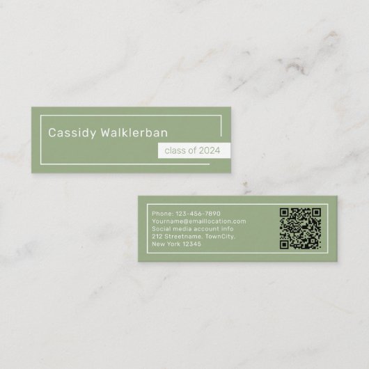 Carte D'appel QR Code Minimalist Graduate Graduate Name (Devant / Derrière)