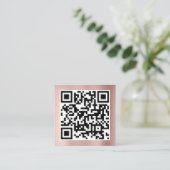 Carte D'appel QR Code moderne minimaliste Rose Gold Business (Debout devant)