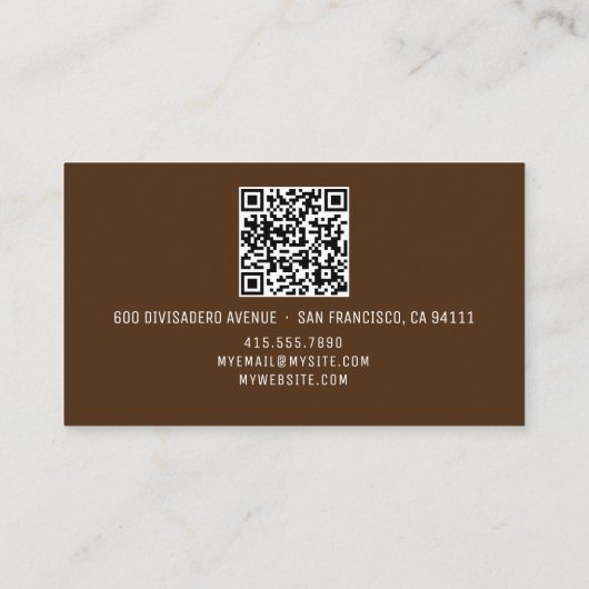 Carte D'appel QR Code Nom du logo professionnel Chocolat Brown (Dos)