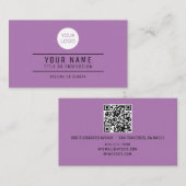 Carte D'appel QR Code Nom Professionnel Logo Lavender (Devant / Derrière)