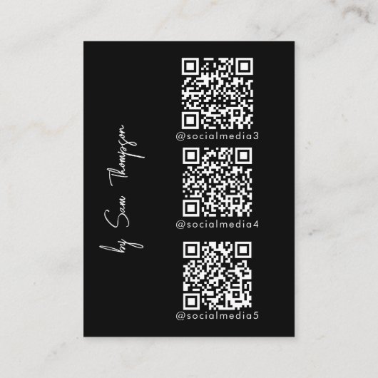 Carte D'appel QR Codes 6 Scanné Site Web et médias sociaux Noir (Dos)