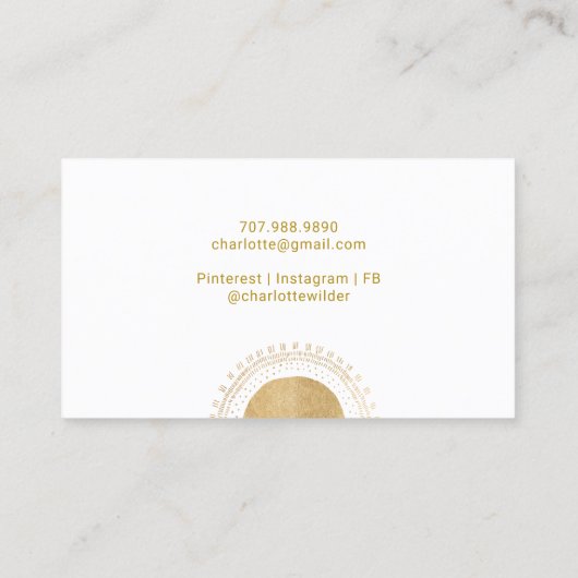 Carte D'appel Rayons solaires Abstraits Gold Circle (Dos)