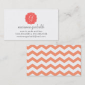 Carte D'appel Rayures de corail de zigzag de Chevron (Devant / Derrière)