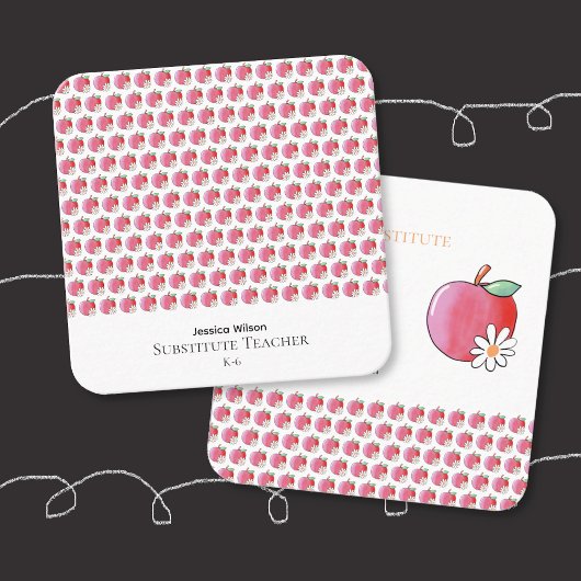 Carte D'appel Red Apple Daisy Educator Small Square Contact Card