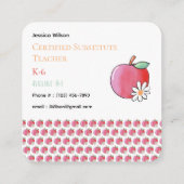 Carte D'appel Red Apple Daisy Educator Small Square Contact Card (Dos)