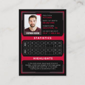 Carte D'appel Red Baseball Trading Card - Profil du joueur (Dos)