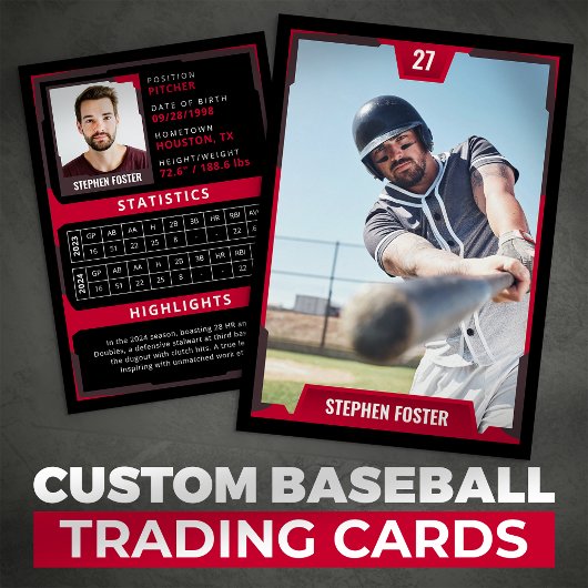 Carte D'appel Red Baseball Trading Card - Profil du joueur