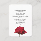 Carte D'appel Red Rose Funeral Prayer Card (Dos)