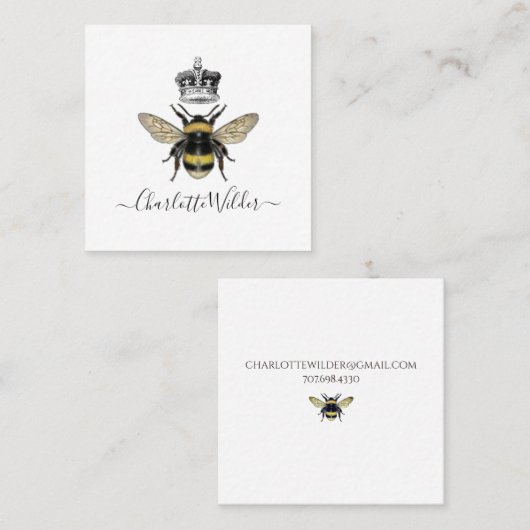 Carte D'appel Reine Abeille Et Couronne Signature manuscrite En  (Devant / Derrière)