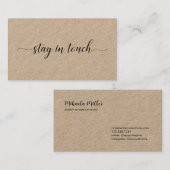 Carte D'appel Restez En Contact Élégant Script Noir Kraft (Devant / Derrière)