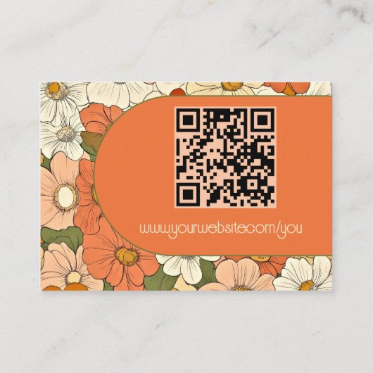 Carte d'appel Retro Orange Groove Floral (Dos)