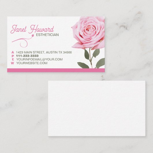 Carte d'appel rose (Devant / Derrière)