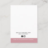 Carte D'appel Rose Ajouter Votre Logo Collier Boucles d'oreilles (Dos)