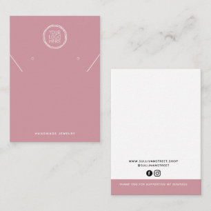 Carte D'appel Rose Ajouter Votre Logo Collier Boucles d'oreilles