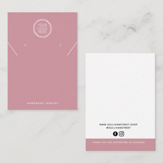 Carte D'appel Rose Ajouter Votre Logo Collier Boucles d'oreilles (Devant / Derrière)