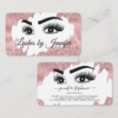 Carte D'appel Rose Parties scintillant or Lashes Yeux et Brows B (Devant / Derrière)