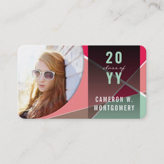 Carte D'appel Rose Stylish Lignes géométriques Mood Photo Gradué (Devant)