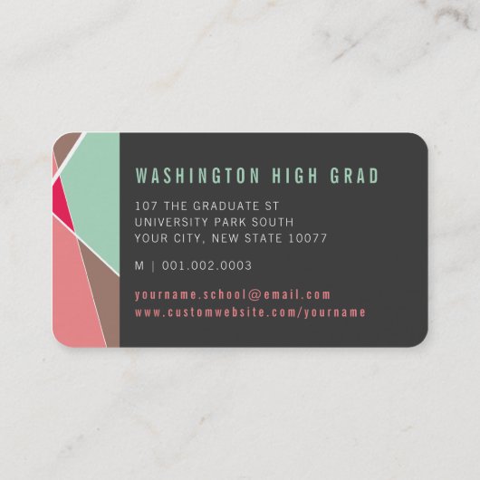 Carte D'appel Rose Stylish Lignes géométriques Mood Photo Gradué (Dos)