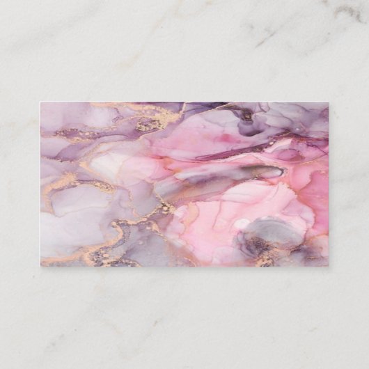 Carte D'appel rose, violet, marbre doré (Dos)