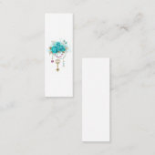 Carte D'appel Roses turquoise avec touches (Devant / Derrière)