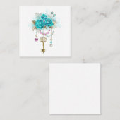 Carte D'appel Roses turquoise avec touches (Devant / Derrière)
