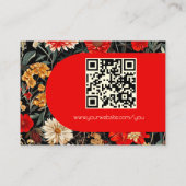 Carte d'appel rouge et crème florale foncée (Dos)