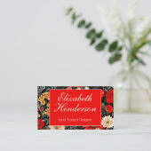 Carte d'appel rouge et crème florale foncée (Debout devant)