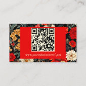 Carte d'appel rouge et crème florale foncée (Dos)