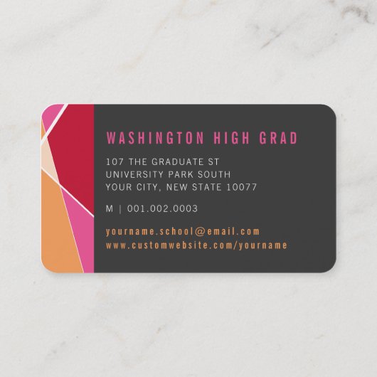 Carte D'appel Rouge rose élégant Lignes géométriques Mood Photo (Dos)