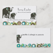 Carte D'appel Safari d'éléphant de maman de jungle de faune (Devant / Derrière)