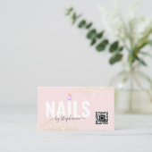 Carte D'appel Salon de beauté à ongles polonais minimal QR Code  (Debout devant)