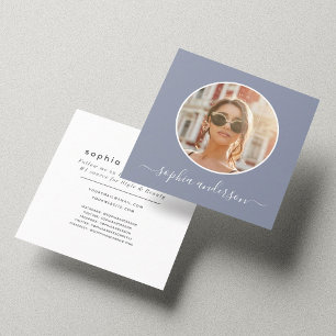 Carte D'appel Script Modern Chic Dusty Blue Photo Médias sociaux