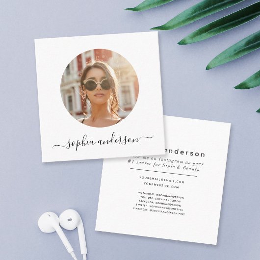 Carte D'appel Script Modern Minimal Simple Photo Médias sociaux