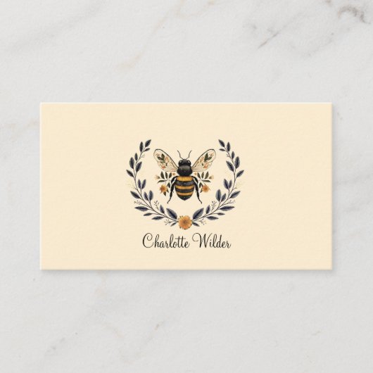 Carte D'appel Script Signature Personalized Bee Floral  (Devant)