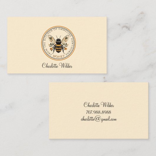 Carte D'appel Script Signature Personalized Bee Floral  (Devant / Derrière)