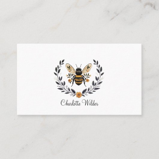 Carte D'appel Script Signature Personalized Bee Floral  (Devant)